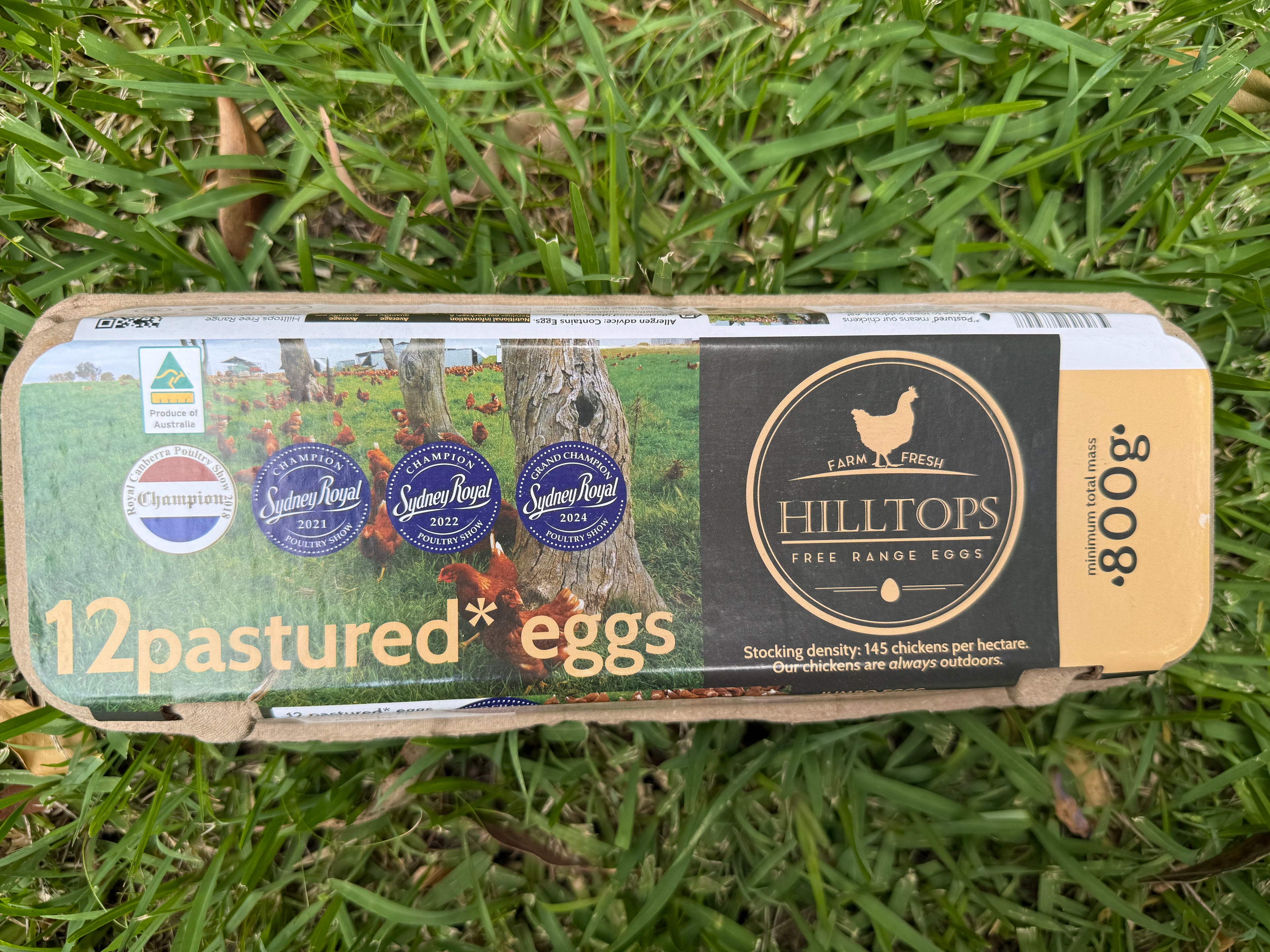 12 pastured eggs, min mass 800g