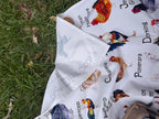 Tea towel: "The Chickens' Directory PART II" design