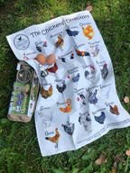 Tea towel:"The Chickens' Directory" design